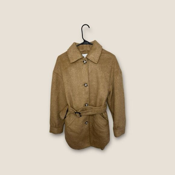 ASOS TopShop Belted Brushed Shacket in Camel Size US 2 - Picture 5 of 11